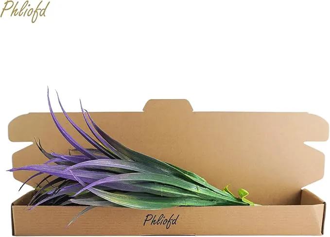 6Pcs Artificial Grass Fake Plants 17.3in Outdoor Plants UV Resistant Faux Greenery Stems Fake Grass for Home Window Garden Office Patio Pathway Front Porch Halloween Décor Green & Purple by GreenHaven Gardens