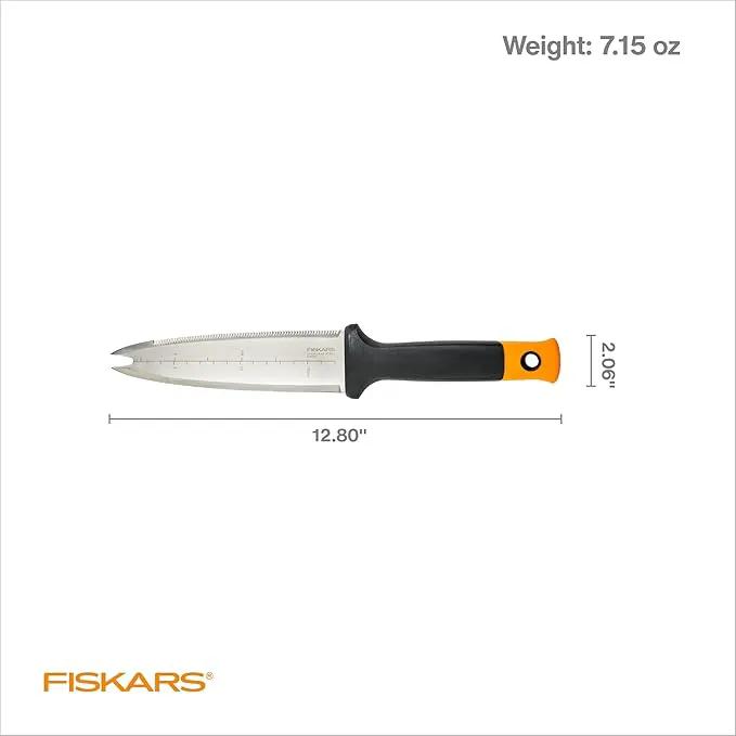 Fiskars Hori Hori Garden Knife with Sheath, Multi-Purpose Heavy Duty Gardening Hand Tool for Weeding, Planting, Digging with Hanging Hole by GreenHaven Gardens