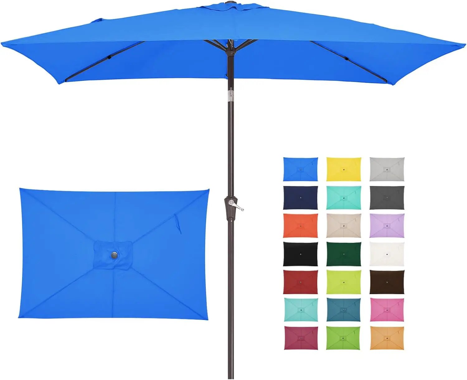 JEAREY 6.5x10 ft Rectangular Patio Umbrellas Outdoor Market Umbrella with Push Button Tilt and Crank, Rectangle Table Umbrella 6 Sturdy Ribs UV Protection for Pool Garden Backyard Deck, Royal Blue by GreenHaven Gardens