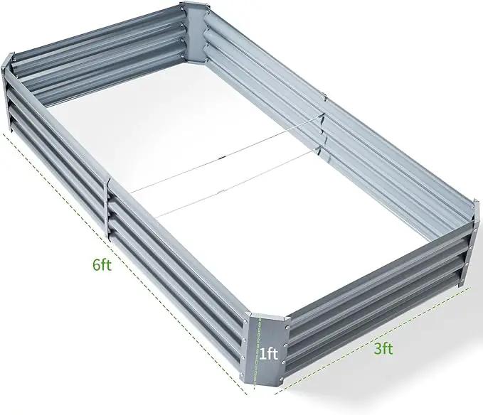 Land Guard 6×3×1ft Galvanized Raised Garden Bed Kit for Vegetables, Galvanized Large Metal Planter Raised Garden Boxes Outdoor(Modern Grey)… by GreenHaven Gardens