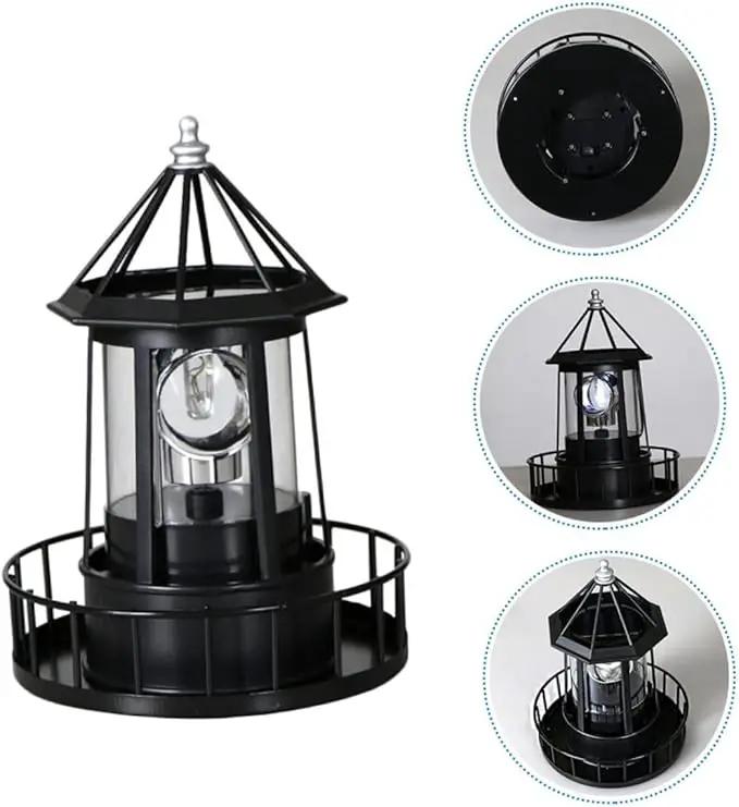 DOITOOL LED Solar Powered Rotating Lighthouse Outdoor Courtyard Solar Hanging Lamp Lawn Lantern for Patio Fence Garden Yard Decorations by GreenHaven Gardens