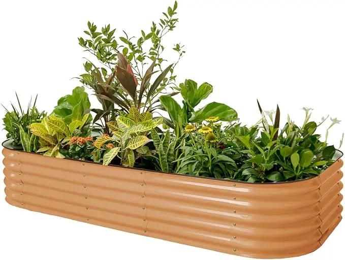 Vego garden Raised Garden Bed Kit, 17" Tall 10 in 1 Modular, Metal Planter Box for Vegetables, Flowers, Herbs, Terra Cotta by GreenHaven Gardens