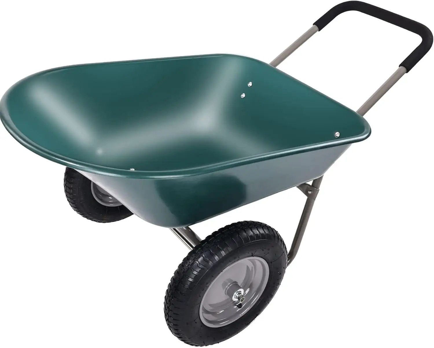 Wheelbarrow Garden Cart, Heavy Duty Home Utility, Dual-Wheel Home Garden Yard Utility Wheelbarrow Cart with Built-in Stand, Green by GreenHaven Gardens