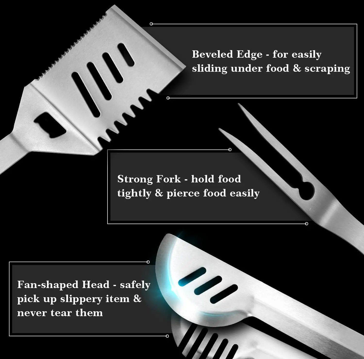 GRILLART Grill Tools Grill Utensils Set - 3PCS BBQ Tools, Stainless Barbeque Grill Accessories -Spatula/Tongs/Fork w/Insulated Glove, Ideal BBQ Set Grilling Tools for Outdoor Grill, Gifts for Men Dad by GreenHaven Gardens