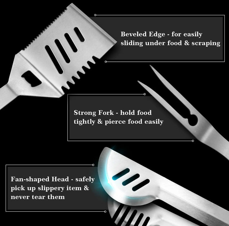 GRILLART Grill Tools Grill Utensils Set - 3PCS BBQ Tools, Stainless Barbeque Grill Accessories -Spatula/Tongs/Fork w/Insulated Glove, Ideal BBQ Set Grilling Tools for Outdoor Grill, Gifts for Men Dad by GreenHaven Gardens