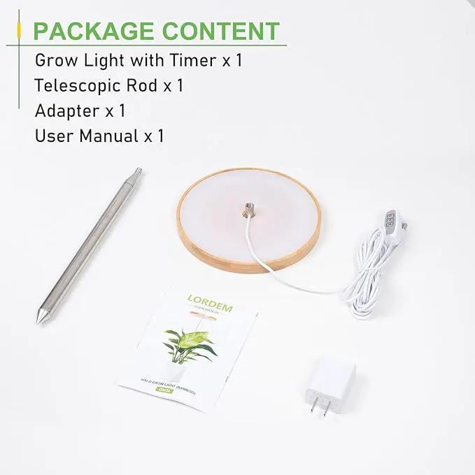 LORDEM Bamboo Grow Light for Indoor Plants,Full Spectrum LED Plant Grow Light, Height Adjustable Growing Lamp with Auto Timer 4H/8H/12H, 4 Dimmable Levels, Ideal for Large Tall Plants by GreenHaven Gardens
