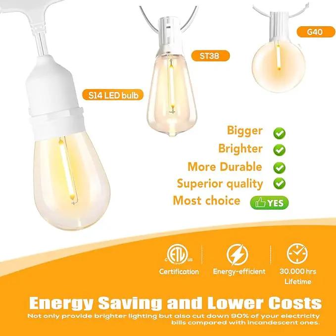 SUFEIMAS 100FT White Outdoor String Lights,IP65 Waterproof 30+2 Plastic LED Bulbs 2700K White Patio String Lights for Outside Porch, Pergola, Backyard, Bistro, Garden,Wedding Lights by GreenHaven Gardens
