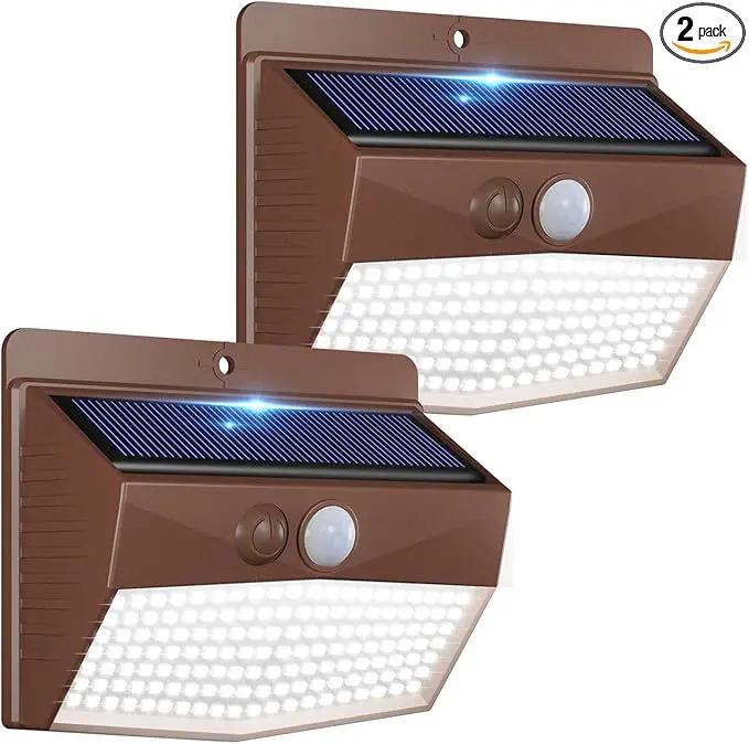Peasur 2 Packs Solar Outdoor Lights Motion Sensor Solar Security Lights Waterproof with 3 Lighting Modes Solar Powered Wall Lights Outside for Garden Fence Yard Deck, Brown by GreenHaven Gardens