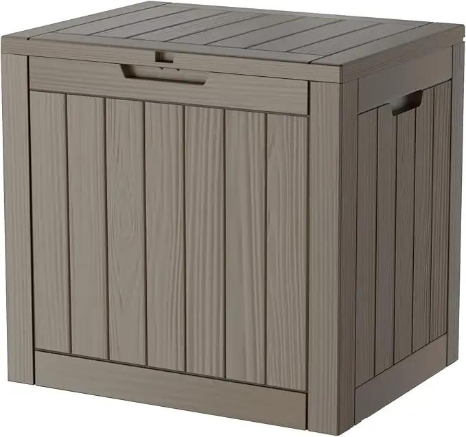 35 Gallon Lockable Resin Deck Box, Waterproof & UV-Resistant Outdoor Storage Box for Outdoor Cushion Storage, Garden Tools & Pool Accessories Storage, Gray by GreenHaven Gardens