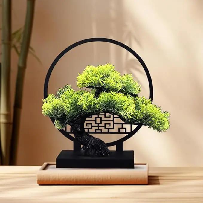 Ryoma Artificial Pine Tree Set Simulated Bonsai Features Ornaments Chinese - Style Desktop Screen Ornament 2 Set by GreenHaven Gardens
