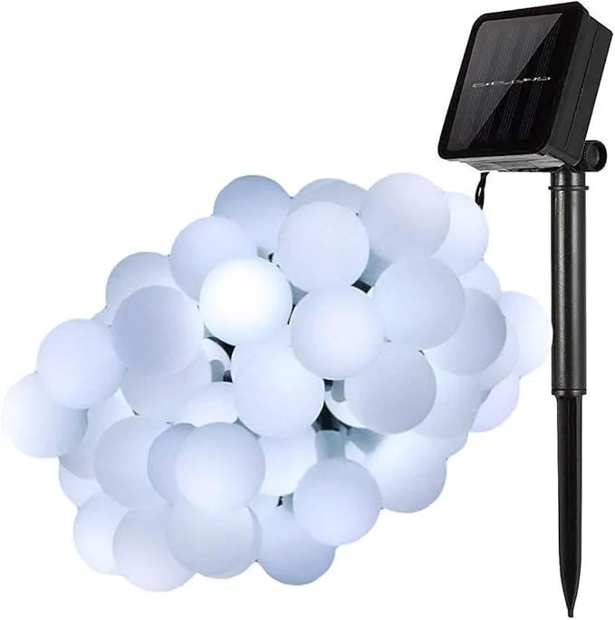 Globe Ball Fairy Lights, 50 LEDs 23ft/7M Solar Led Globe String Lights Waterproof with Two Lighting Modes for Garden Outdoor Party Christmas Decoration (Cold White) by GreenHaven Gardens