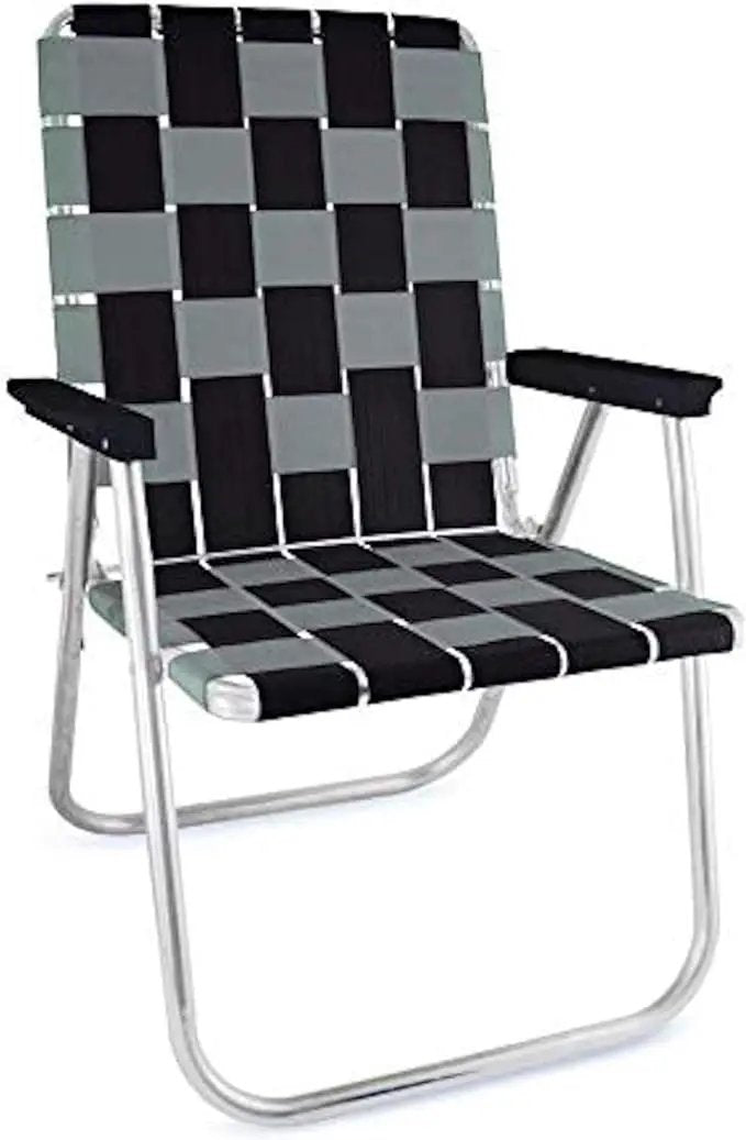 Lawn Chair USA Folding Aluminum Outdoor Patio Lawn Chair | Heavy-Duty Webbed Chairs for Camping, Sports, Beach, Yard & Tailgating | Lightweight Portable | Classic - Black/Silver by GreenHaven Gardens