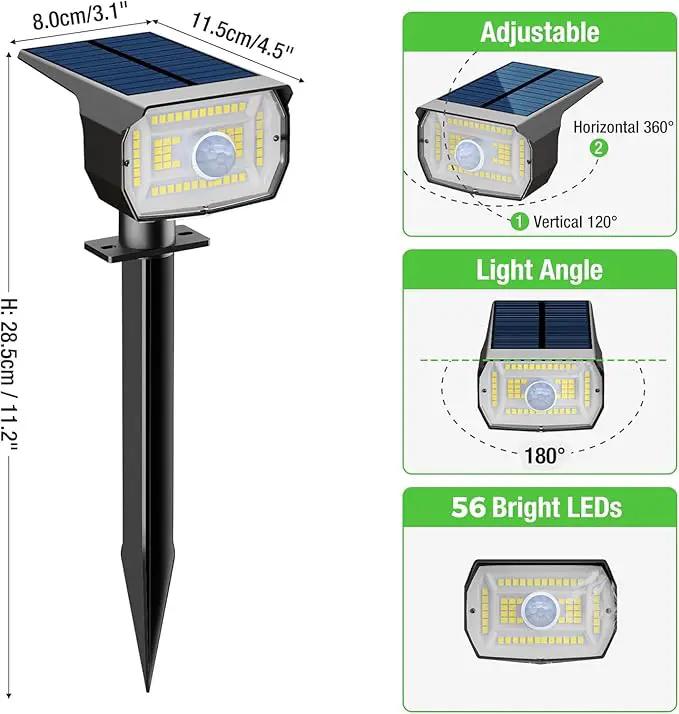 nipify 10 Pack Solar Lights Outdoor Waterproof, 3 Modes Motion Sensor Spot Lights,Solar Powered Spotlights 2-in-1 Auto On/Off Landscape Lighting for Outside Yard Wall Garden, Cool White by GreenHaven Gardens