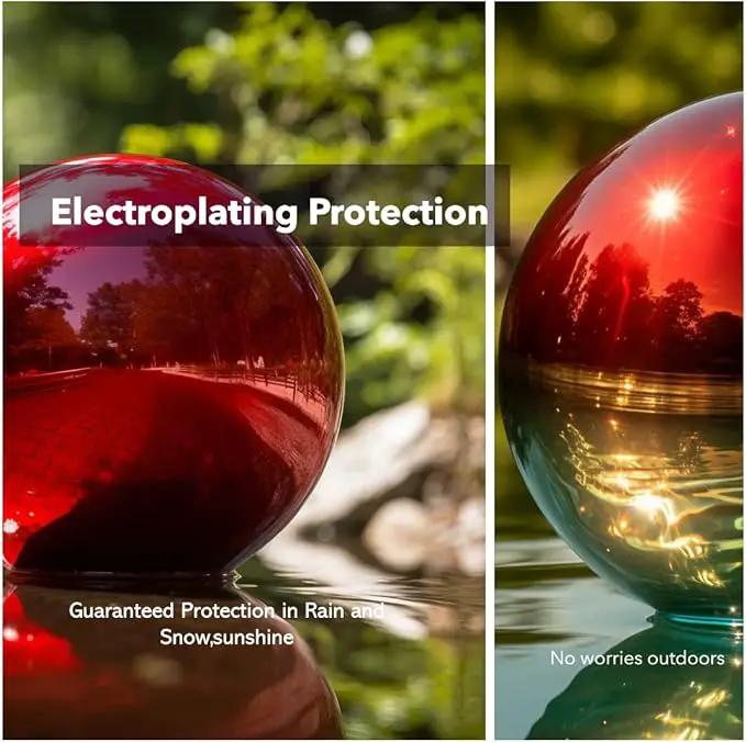 12 Inch Stainless Steel Gazing Globe,v2croft Hollow Ball Mirrored Surface Polished Shiny Sphere,Garden Stainless Steel Gazing Ball for Outdoor Lawn Pond Yard Ornament(red) by GreenHaven Gardens