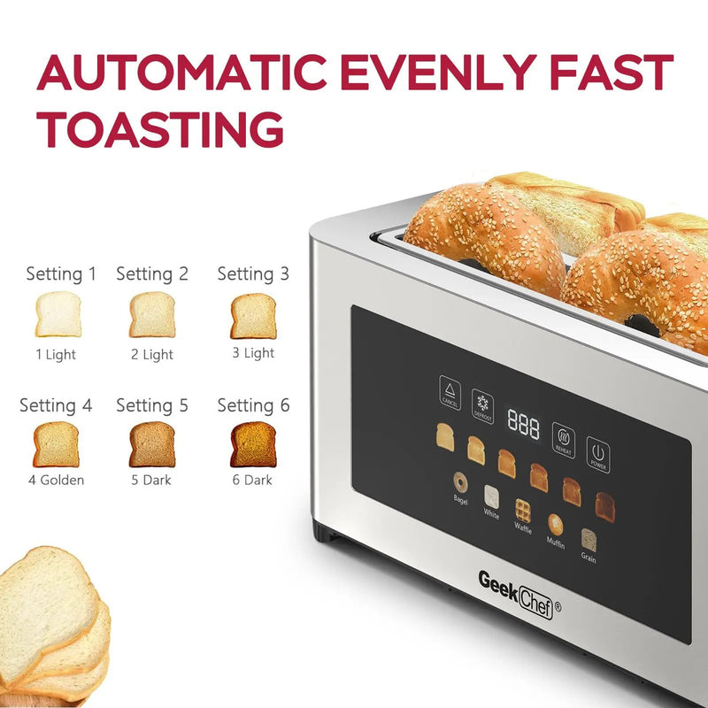 4-Slice Toaster with Extra-Wide Entrance and LED Display by HouseOfZazla