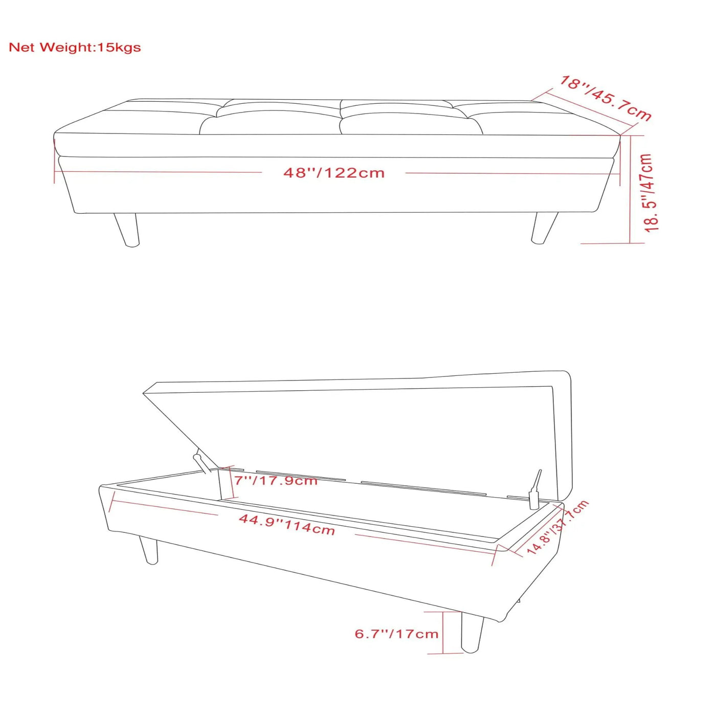 Shay - Large Square Coffee Table Storage Ottoman Mid-Century Style by Unique Piece Furniture