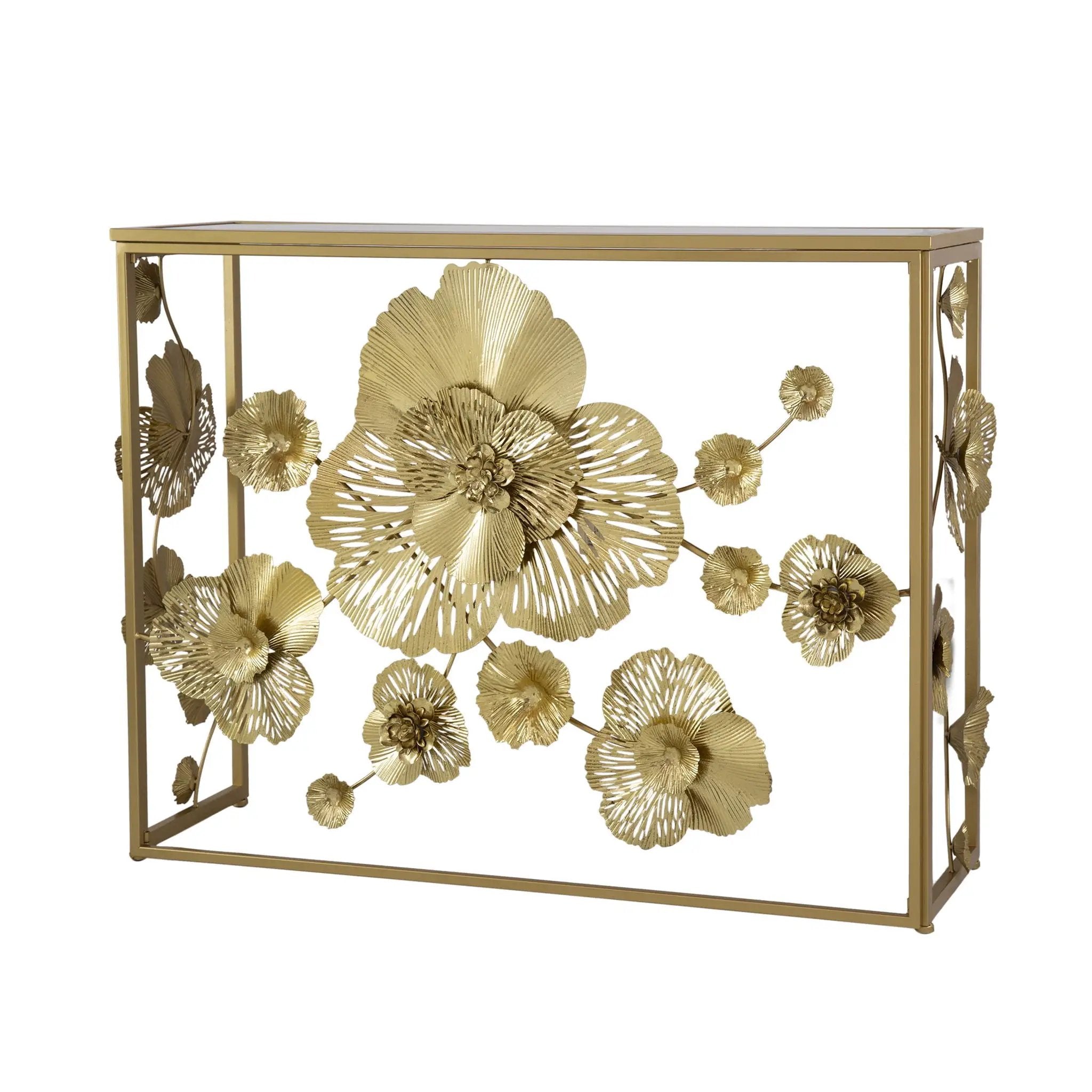 Console Table With Mirrored Glass Top, Modern Entryway Table For Living Room Foyer Entryway - Gold by Unique Piece Furniture