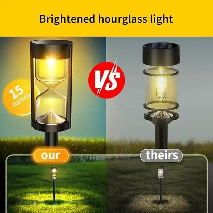 4 Pack LED Solar Warm Light Hourglass Light, New Outdoor Decorative Atmosphere Light, Courtyard Garden Landscape Light, Wireless Dusk to Dawn Searchlight IP65 Waterproof. by GreenHaven Gardens