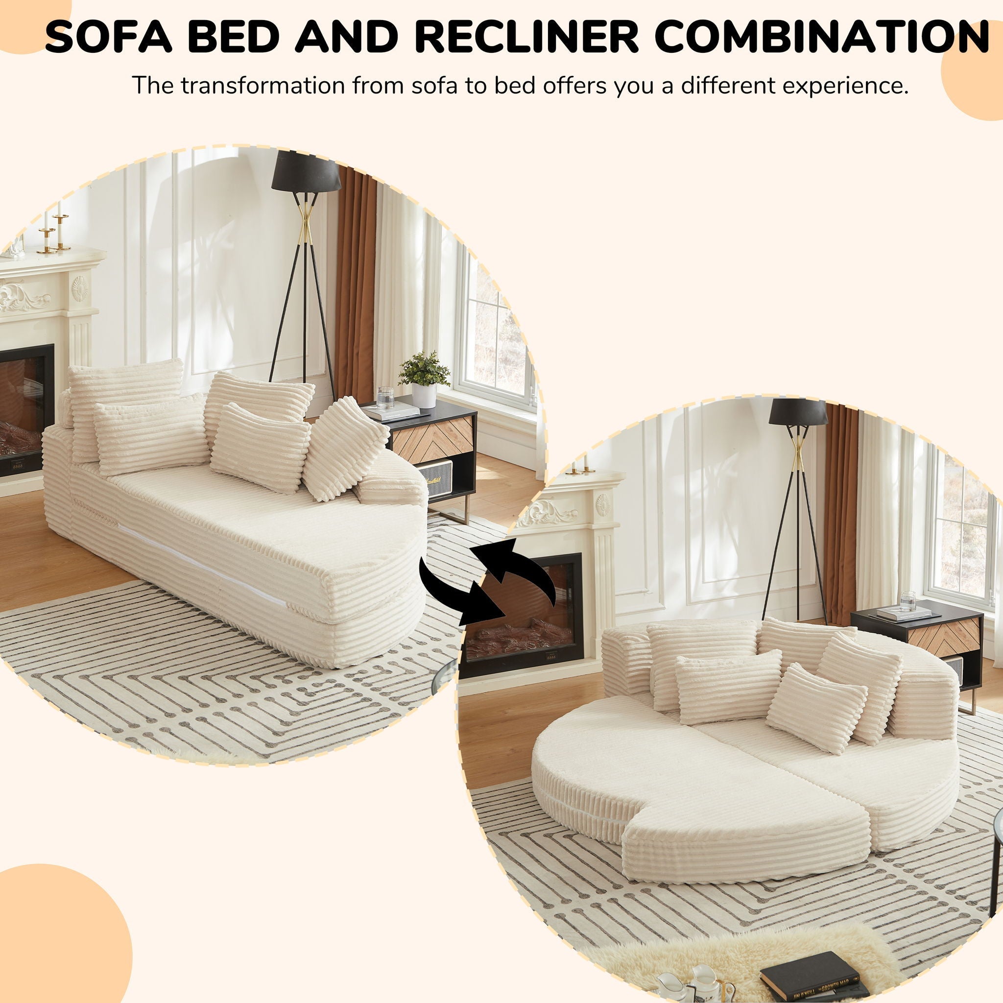 Semi Circular 2 In 1 Sofa Bed With Neck Pillow by HouseOfZazla
