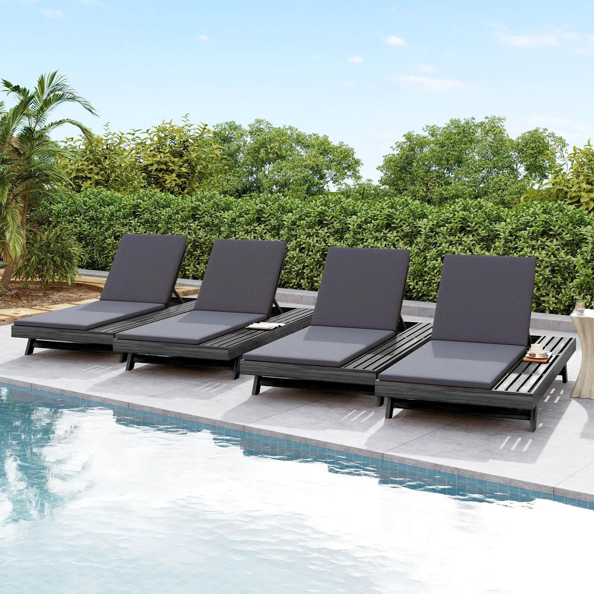 Lounge Chaise Set in Acacia Wood by HouseOfZazla