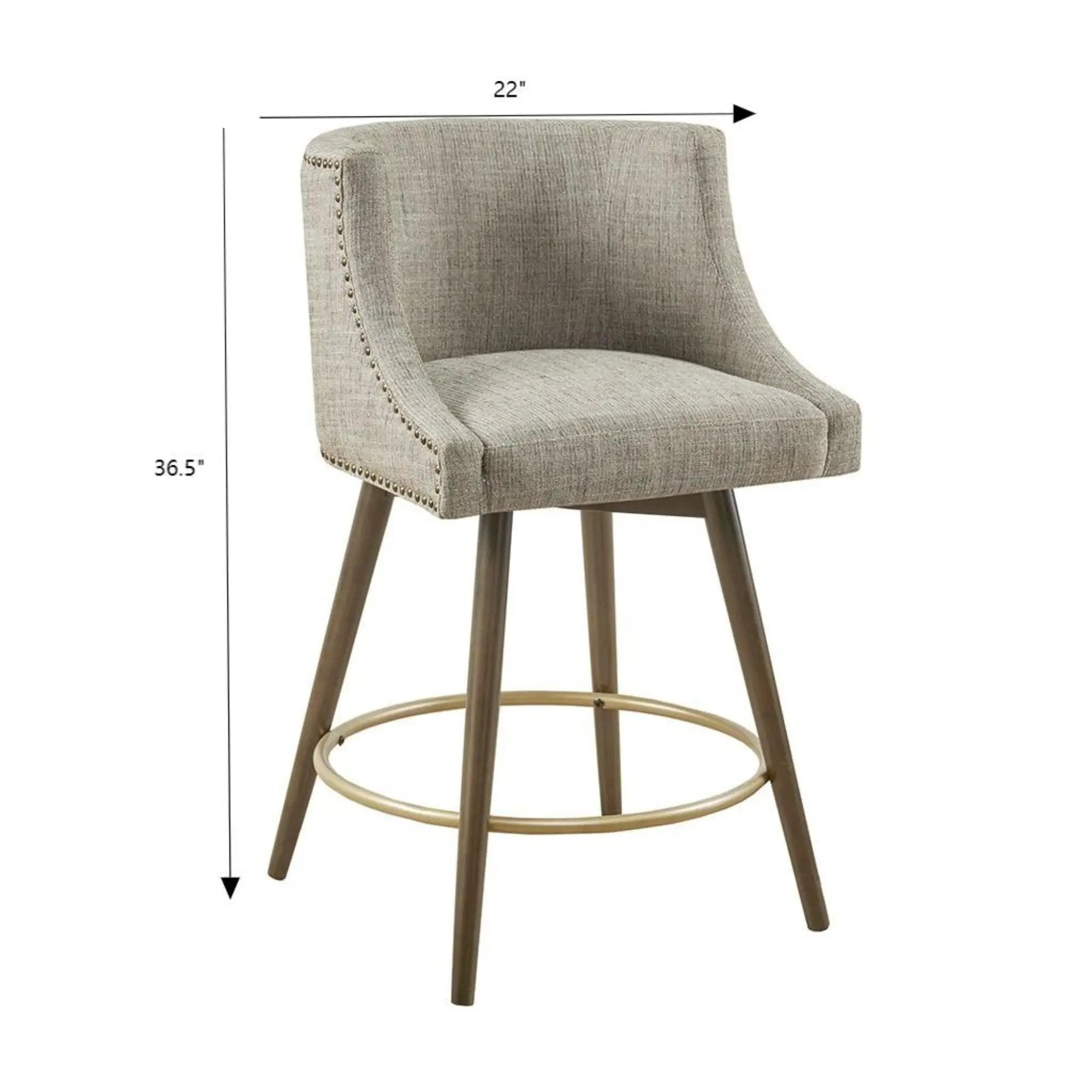 Swivel Counter Stool With Antique Bronze Detailing - Beige Multi by HouseOfZazla