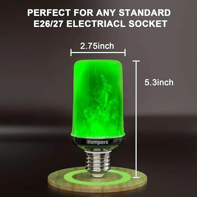 Hompavo 【Upgraded】 LED Flame Light Bulbs, Green Flickering Light Bulbs with Upside Down Effect, E26 Flame Bulb for Home Halloween St. Patrick's Day Christmas Decorations Indoor & Outdoor, 2 Pack by GreenHaven Gardens