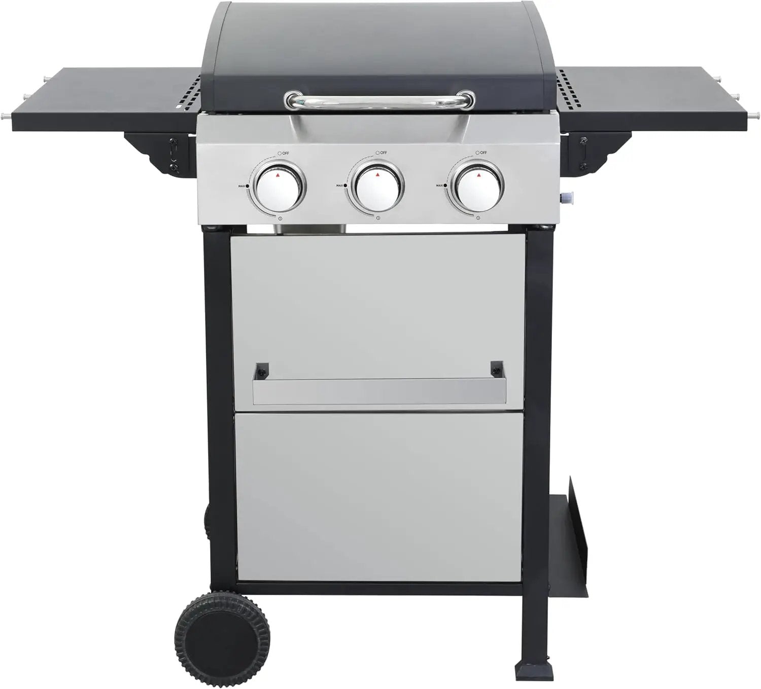 3-Burner Propane Gas BBQ Grill with SS Plancha, 36,900 BTU Output, Wire Enamel Grids, Foldable Side Table and Hanging Basket, Stainless Steel Grill for Patio Use by GreenHaven Gardens
