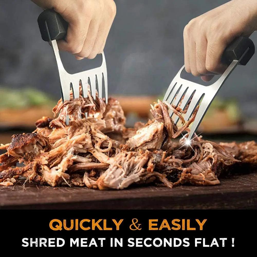 Walfos BBQ Gloves - 500°F Heat Resistant Grilling Gloves Set with Meat shredding Claws & Silicone Brush, Non-Slip Kitchen Silicone Oven Mitt, for Barbecue, Cooking, Baking, Cutting, Black by GreenHaven Gardens
