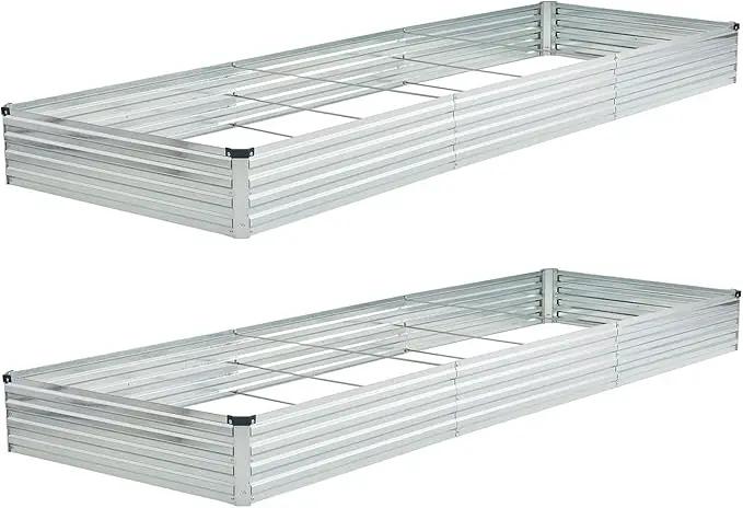 12x4x1ft(2 Pack) Galvanized Raised Garden Bed,Outdoor Planter Box Metal Patio Kit Planting Bed for Vegetables Flowers and Succulents,Silver by GreenHaven Gardens