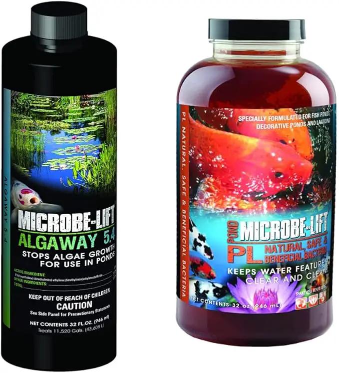 MICROBE-LIFT Algae Control Bundle for Ponds and Water Gardens, Includes ALGA32 Algaway 5.4 (32 oz) + PL Pond Bacteria and Outdoor Water Garden Cleaner (32 oz) by GreenHaven Gardens