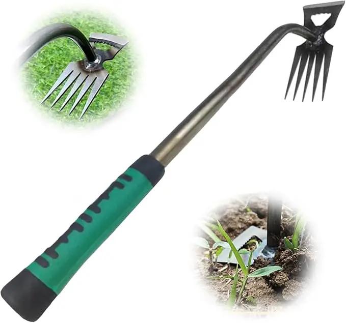 Gardening Hand Weeder Tools, New Weeding Artifact Uprooting Weeding Tool with Handle, 5 Teethes Durable Manganese Steel Weed Puller Tool for Vegetable Gardening Backyard Farm Planting & Weeding by GreenHaven Gardens