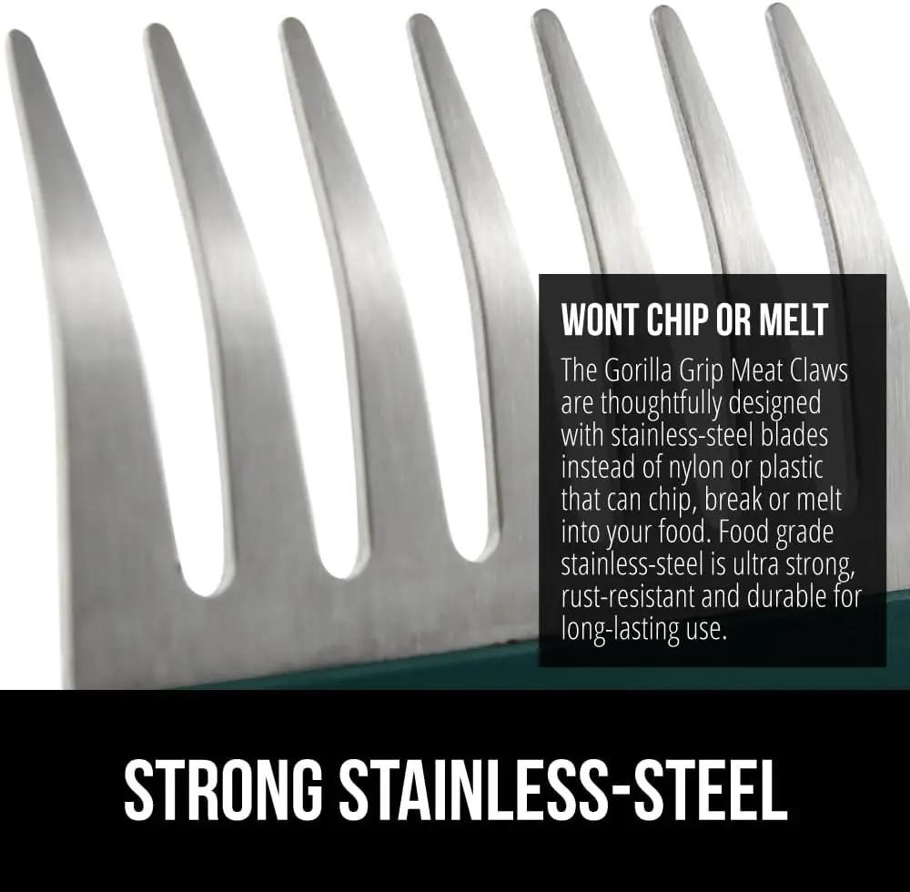 GORILLA GRIP BPA-Free Chicken Shredder Meat Claws, Sharp Stainless Steel Food Shredding Fork, Comfortable Handle, Easily Shred Pulled Pork, Taco Meats, Kitchen Smoker BBQ Tool, Dishwasher Safe, Hunter by GreenHaven Gardens