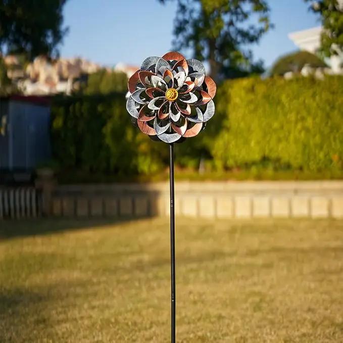 VEWOGARDEN 360° Outdoor Metal Wind Spinners Kinetic Wind Sculptures & Spinners for Yard Garden Lawn Patio Decorations, Gray & Bronze by GreenHaven Gardens