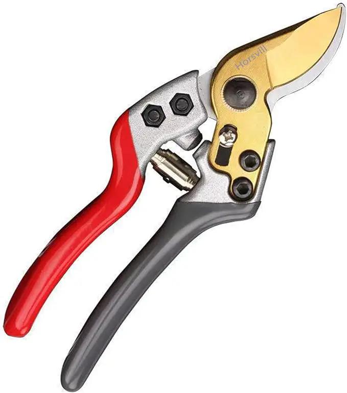 Garden Shears, Japanese labor-saving Garden Scissors, Pruning Shears and Garden Secateurs for Woman and arthritis weak, Professional Branch scissors(Red-grey) by GreenHaven Gardens
