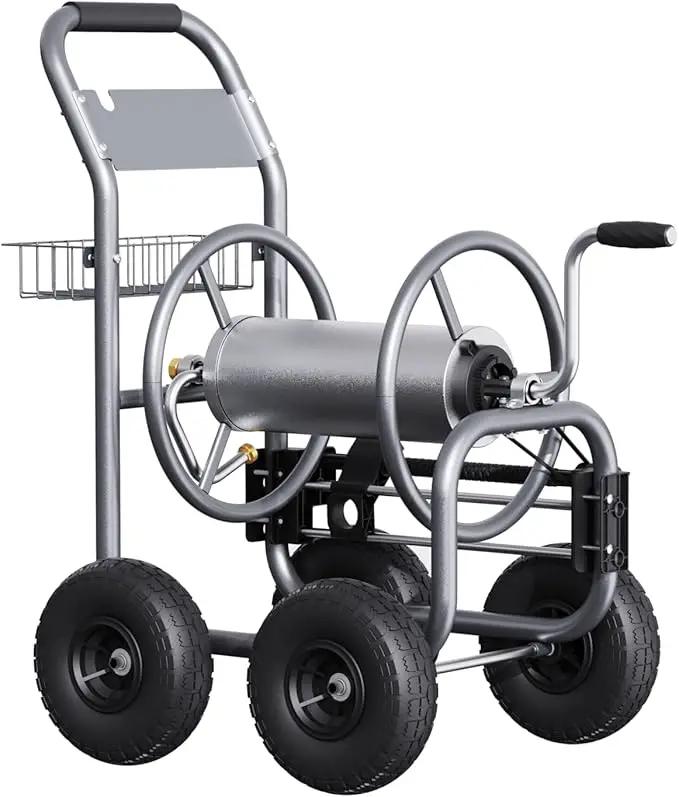 Giraffe Tools Hose Reel Cart, Hose Cart with Wheels Heavy Duty, Industrial Hose Reels for Outside, 250-Feet of 5/8" Hose Capacity, Hose Guide Pre-Installed by GreenHaven Gardens