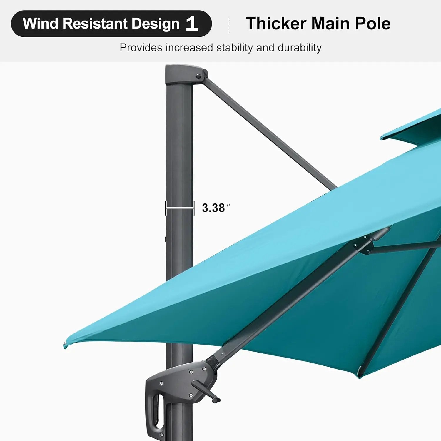 PURPLE LEAF 11ft Patio Umbrella with Base Included Large Offset Umbrella Hanging Double Top Square Cantilever Outdoor Umbrella for Garden Deck Backyard Pool Turquoise Blue by GreenHaven Gardens