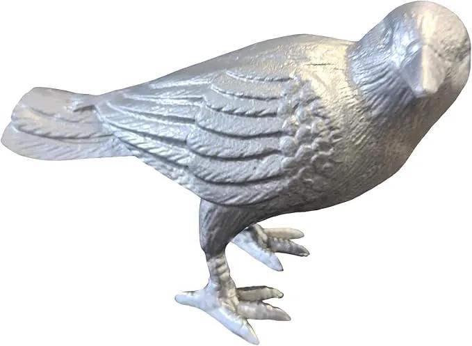 NACH Cast Iron Crow Statue, Head to Side Raven, Large Garden Statues, Crow Garden Sculpture, Bird Figurines Home Decor, Raven Decor, Antique Metal Bird Statue, 4 x 11 x 6.5 inches, JS-90-7115AM by GreenHaven Gardens
