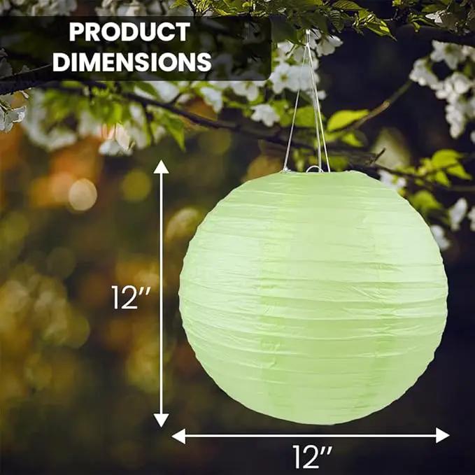 WYZworks - Pack of 10 Round Paper Lanterns 12 x 12 x 12 inches Hanging Paper Lanterns Lamp for Wedding, Birthday, Party and Home Decorations Light Apple Green by GreenHaven Gardens