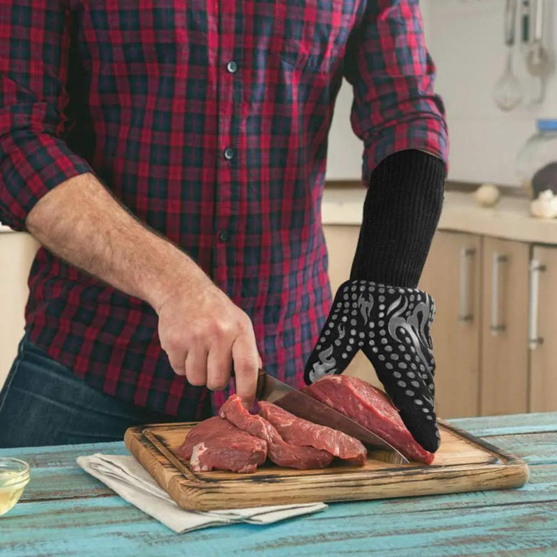 Comsmart BBQ Gloves, 1472F Heat Resistant Silicone Non-Slip Oven Mitts, Long Kitchen Gloves Perfect for Grilling, Cooking, Baking, Cutting by GreenHaven Gardens