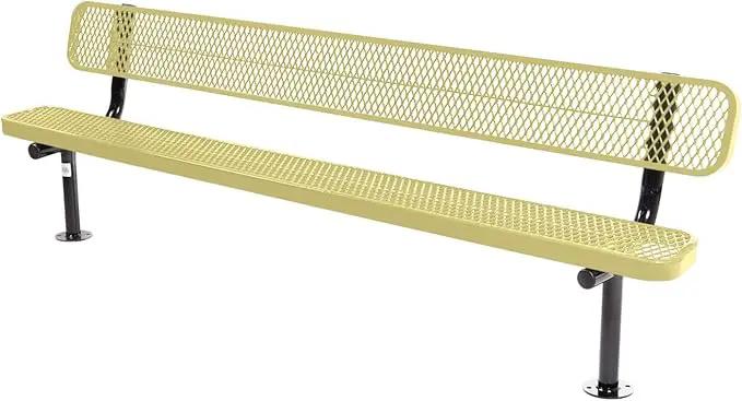 Coated Outdoor Furniture Heavy-Duty Outdoor Bench Thermoplastic Coated, Expanded Metal, Commercial-Grade Seating, Made in America (Surface with Back, 8 Ft, Textured Sandstone) by GreenHaven Gardens