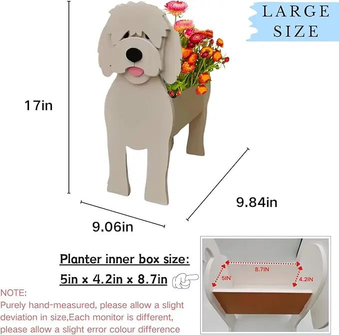 Golden Doodle Dog Planter Plant Pots,Cute Garden Dog Flower Planter,Large Dog Planters Birthday Gifts for Women,Office,Indoor/Outdoor Decor（9.84 * 9.06 * 17in） by GreenHaven Gardens