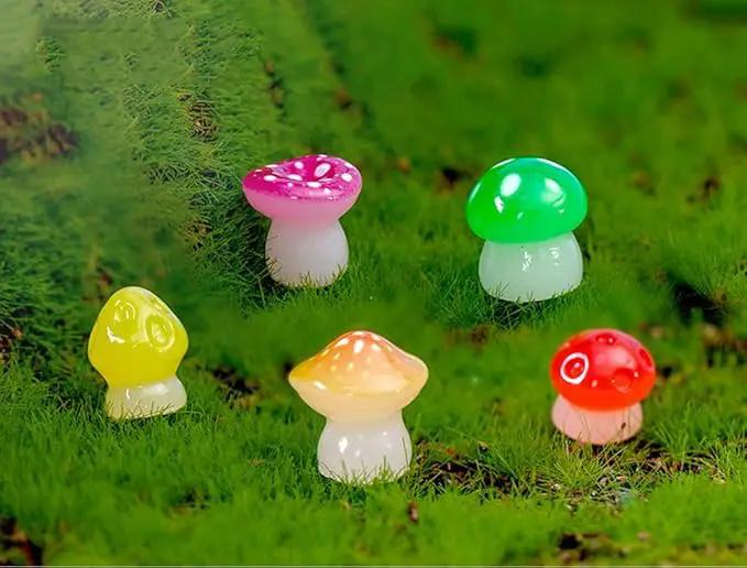 150 Pcs 18 Styles Mini Resin Luminous Mushrooms, Glow in The Dark Little Resin Mushroom for Garden Landscape Bonsai Craft Ornament by GreenHaven Gardens