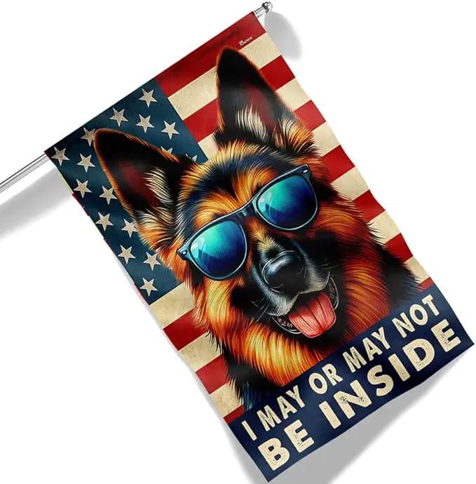 American Flag-Funny German Shepherd Dog American Flag TQN2748F, 3x5 ft. Flag-USA Flags Premium Polyester-Decorative Indoor Outdoor Flag by GreenHaven Gardens