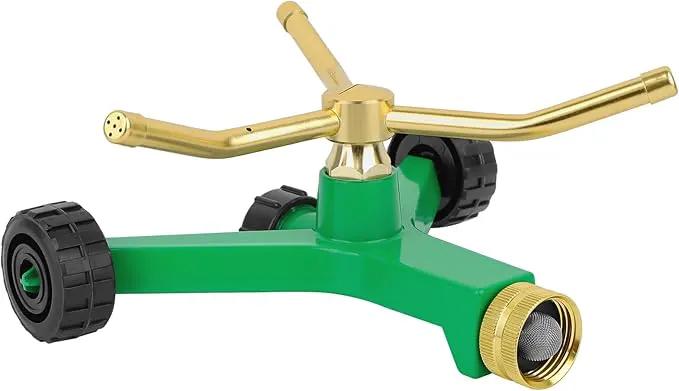 RESTMO 3-Arm Metal Sprinkler with Wheel Base, 360 Degree Automatic Rotary Lawn Sprinkler System for Garden Plant, Flower Bed and Yard Watering and Large Yard Area Watering by GreenHaven Gardens