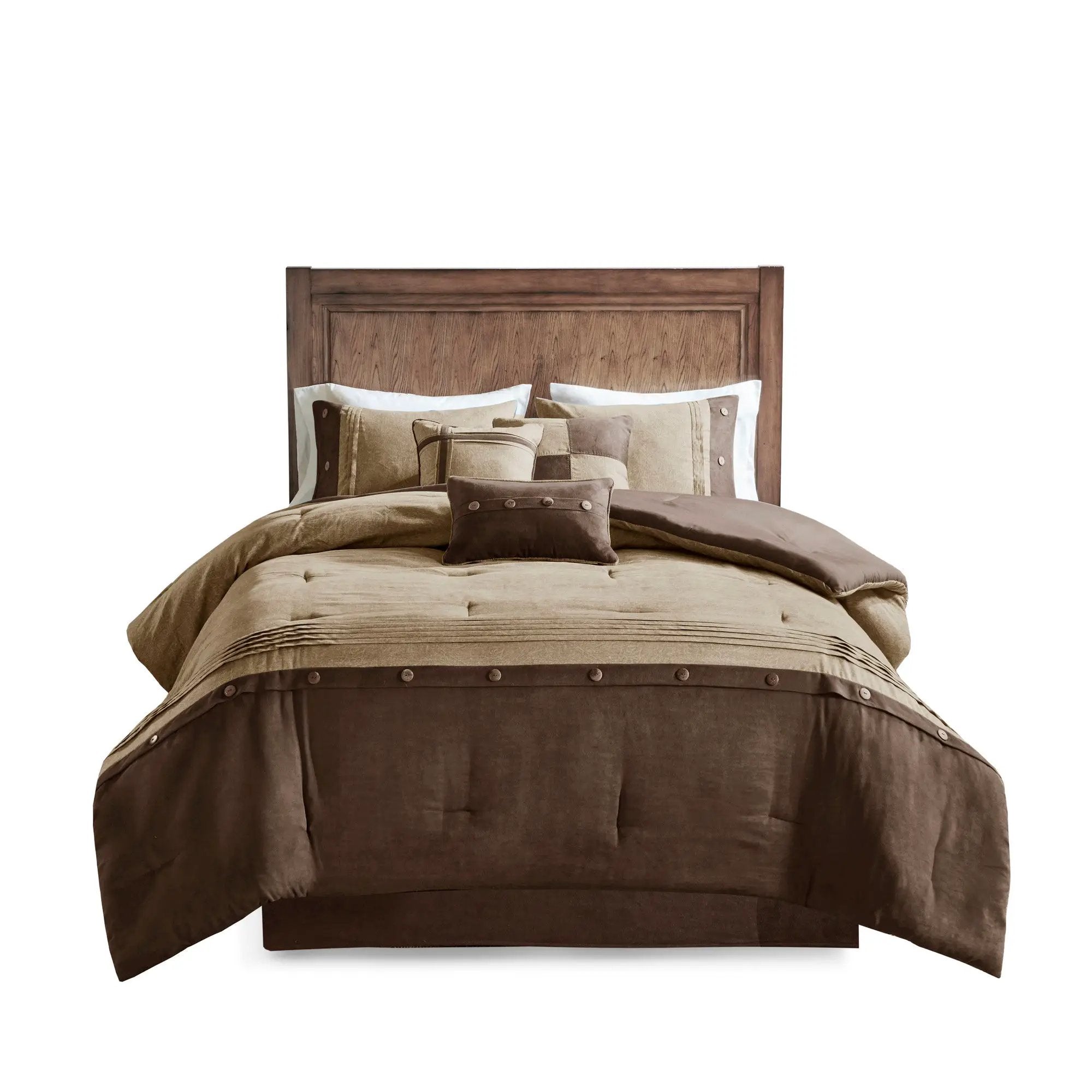 7 Piece Faux Suede Comforter Set Brown California King by HouseOfZazla