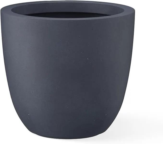 Kante 14 Inch Dia Round Concrete Planter, Indoor Outdoor Large Plant Pot with Drainage Hole and Rubber Plug for Home Patio Garden, Charcoal by GreenHaven Gardens