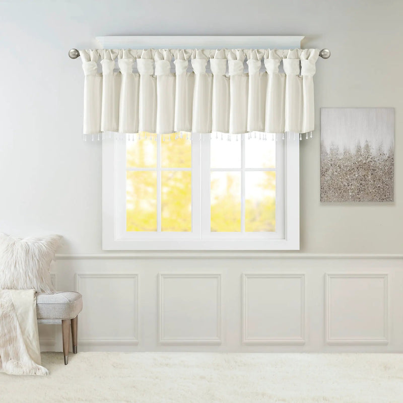 Lightweight Faux Silk Valance With Beads by HouseOfZazla