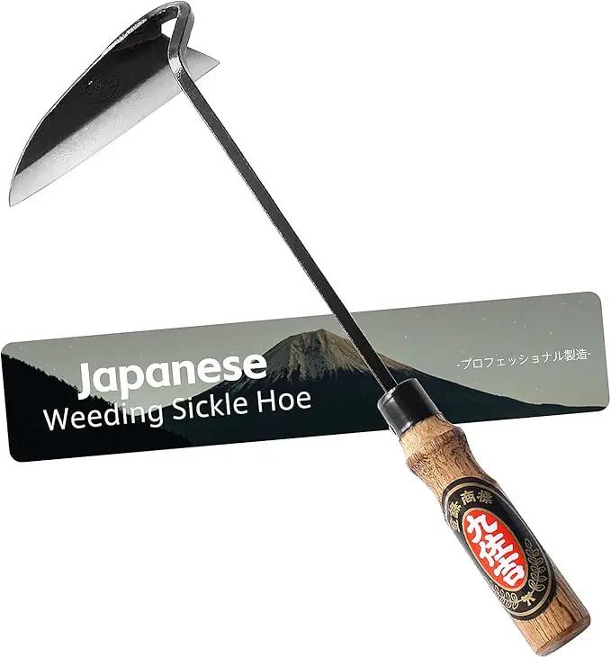 Japanese Weeding Sickle Hoe, Sickle Garden Tool Hand Grass Sickle, Weeding Tool for Gardening with High Carbon Sharp Steel Blade Edge for Cutting Grass,Digging Quick Work (Hoe Sickle) by GreenHaven Gardens