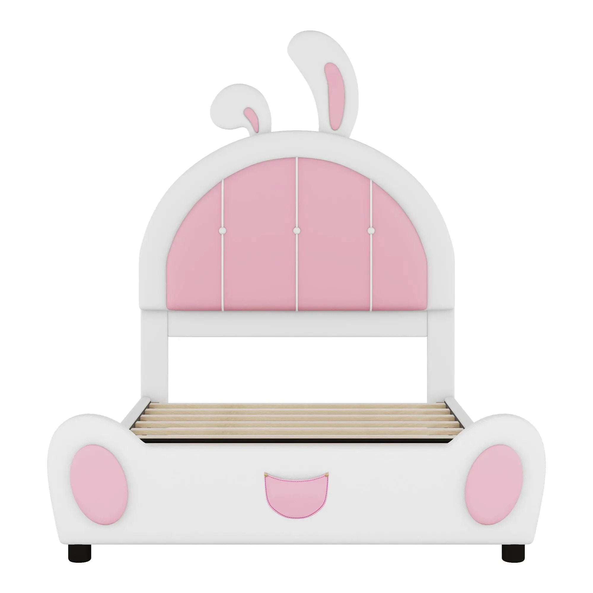 Upholstered Platform Bed With Rabbit Shaped Headboard by HouseOfZazla