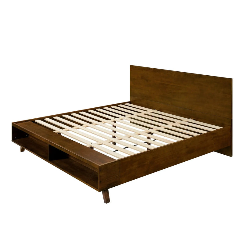 Walnut King Size Platform Bed Frame by HouseOfZazla
